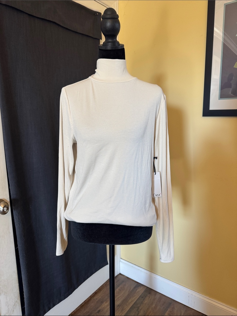 Dex Cream Mock Neck Long Sleeve Top